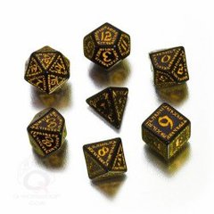 Black & Yellow Runic 7 Dice Set